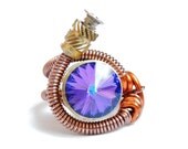 Bullet Casing ring - steampunk jewelry - iridescent cathedral  swarovski crystal - steampunk ring by Dereck Maltez