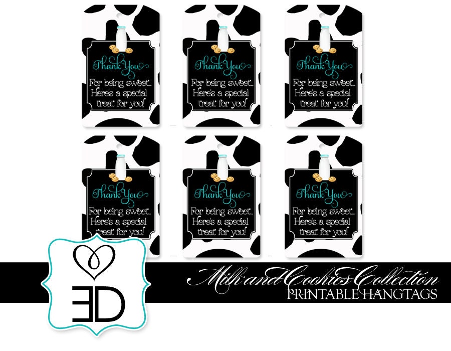Milk and Cookies Collection - Printable Hangtags or Labels - INSTANT DOWNLOAD
