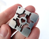 Portal Companion Cube Necklace / Keychain - Stainless Steel