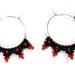 Red and Black Diamond Beaded Hoop Earrings