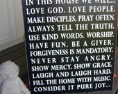 In This House We Will -Subway Style Wood Sign, Personalized,Family Rules, Love, Wedding, Children