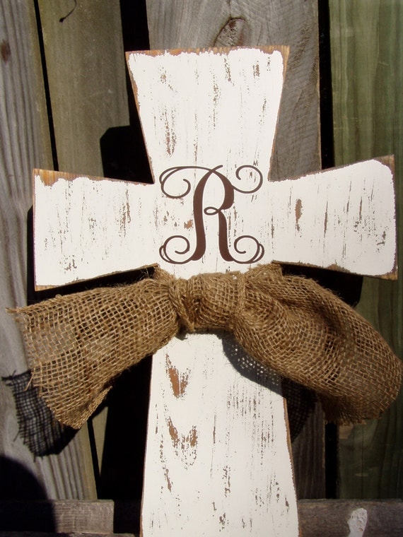 Monogram Wooden Distressed Cross. Rustic, Wedding, Anniversary, Christian, Custom Cross, Wall cross