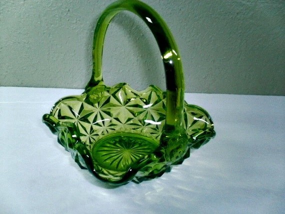 Vintage Glass Basket Indiana Glass Monticello By Vintthor On Etsy 8056