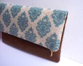 Pretty multi purpose leather clutch bag, in ikat print