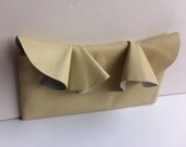 Pretty leather ruffle clutch in Ivory, perfect as a wedding accessory
