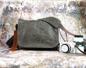 Leather Camera Bag - Brown Leaves Mirrorless Compact Camera System Video Bag - In Stock