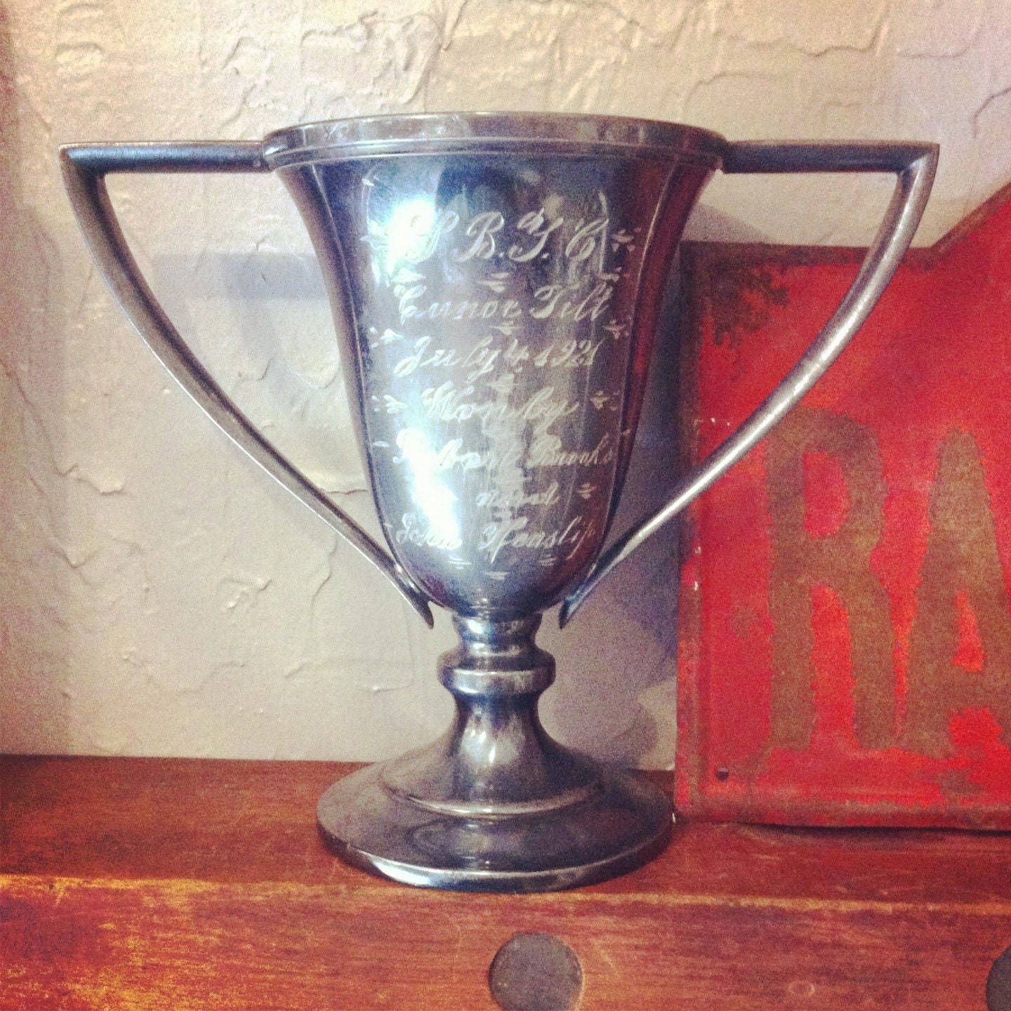 Vintage July 4 1921 Silver Canoe Tilt Trophy
