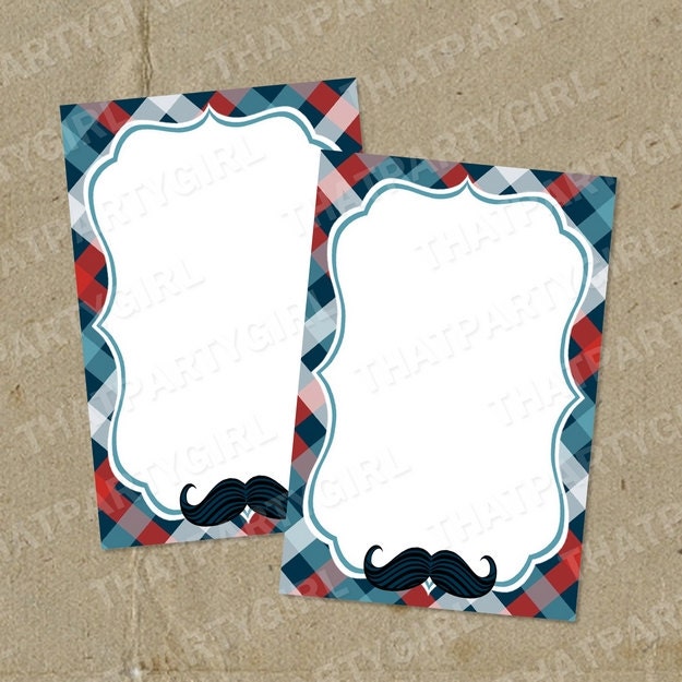 Little Man Birthday Party Blank Thank You Favor Tags - DIY digital U Print - Instant Download