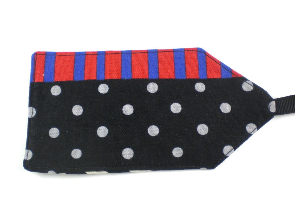 Luggage Tag - Black Dots and Stripes - Japanese Import Fabric