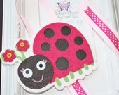 New Spring Hot Pink Ladybug Hair Bow Holder, Headband Holder,  and Clip Organizer. Red Green ladybug Bow Holder. Free Ship Promo