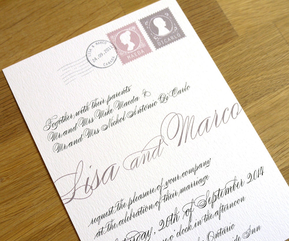 Calligraphy Wedding Invitation - 'Love Letter' Design - One Sample