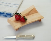 Small Cherry Footed Cutting Board Rustic Cheese Tray Garlic Chopper