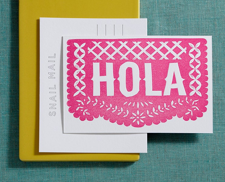 Hola Letterpress Postcard
