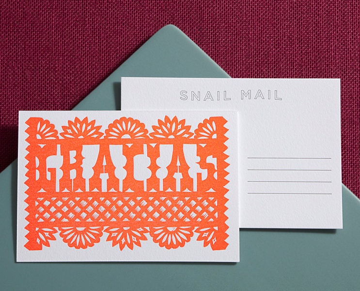 Gracias Letterpress Postcard