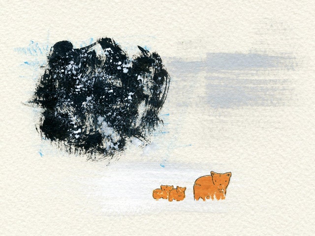 migration - original painting by elizabeth pawle - gouache, ink and pencil