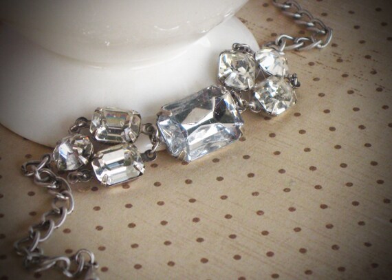 Rhinestone Wedding Jewelry, Bracelet, Bride, Crystal, Clear, Silver, by rewelliott on Etsy