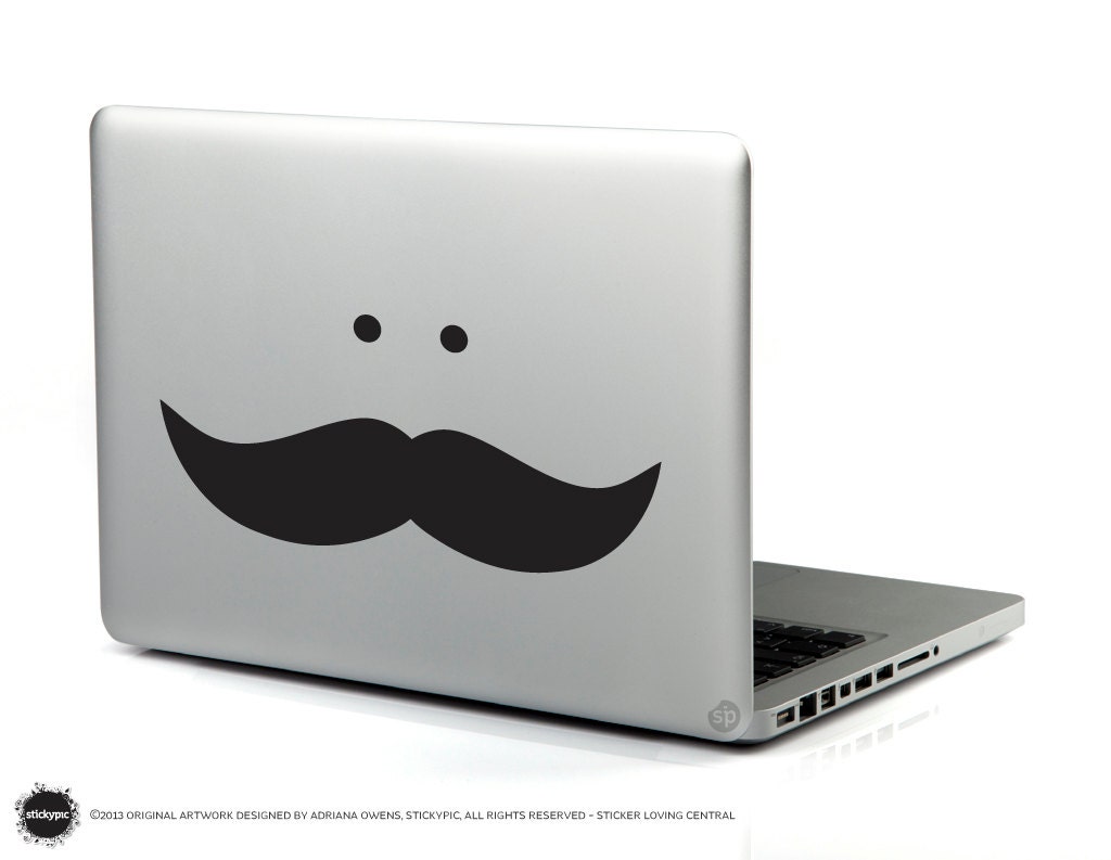 Yeah Baby in Black (Laptop Decal Removable Vinyl Laptop Sticker Computer Decal PC Apple Macbook Mac Geekery Wall Sticker Moustache)