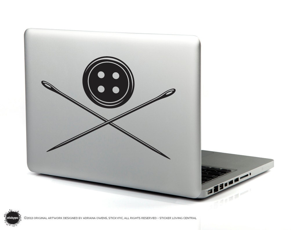Needle n Button Jolly Roger (Laptop Decal Removable Vinyl Laptop Sticker Computer Decal PC Apple Macbook Mac Geekery Wall Sticker Craft)