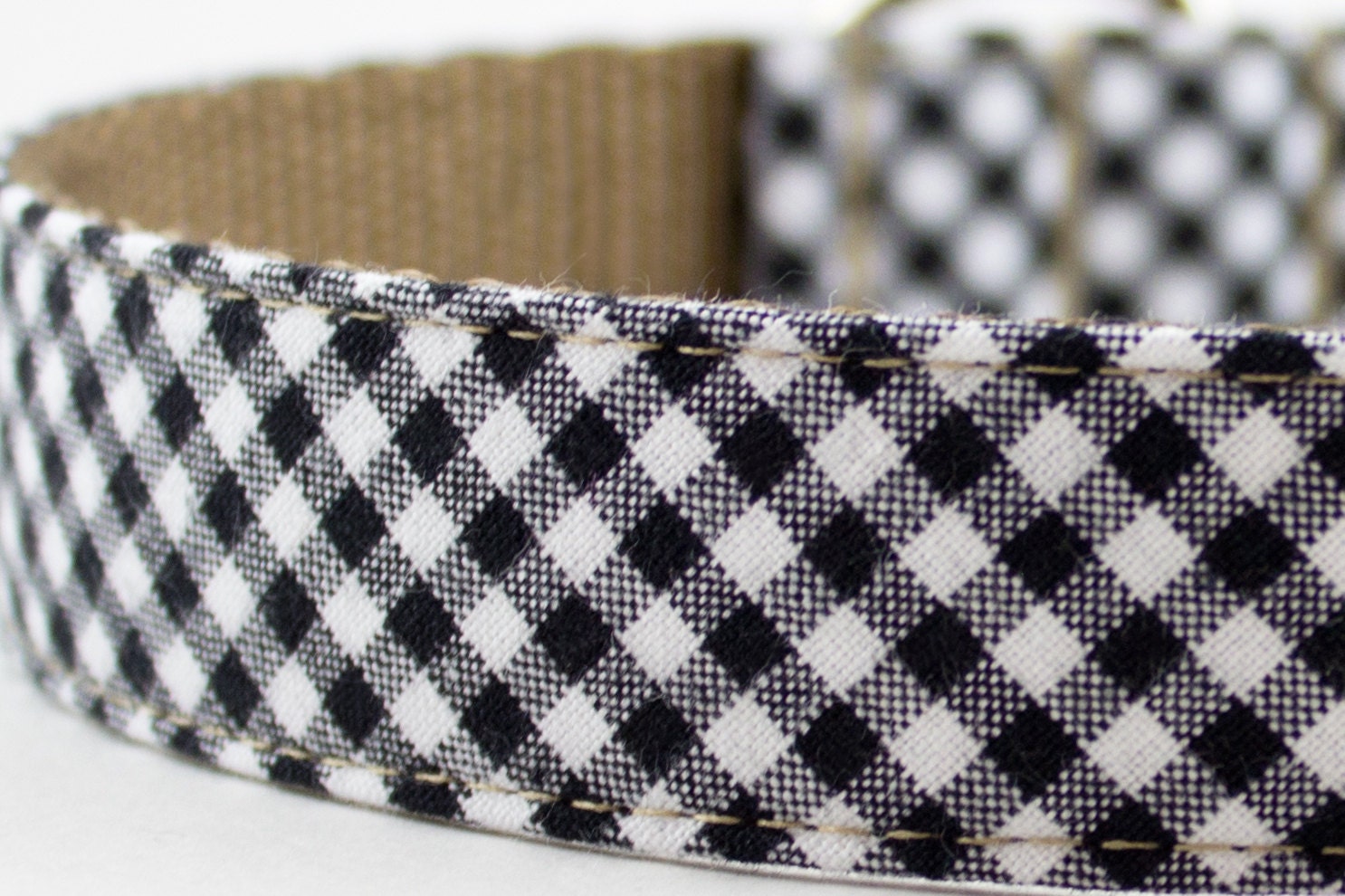 Black Gingham Dog Collar