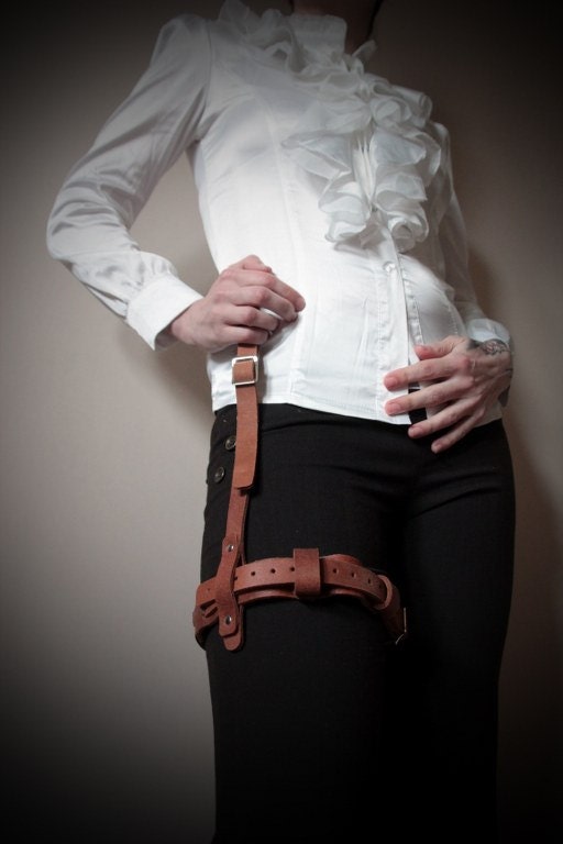 Real Leather Single Thigh Harness  - steampunk - burning man - festivals, Please read Description for size