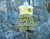 Knit Ruffle Dress size 4 Upcycled Yellow