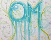 OM Art Print 8 x 10 from an Original Watercolor Peace Love and OM