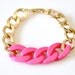 Color Blocking Chunky Chain Bracelet - Pink