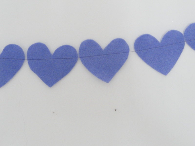 Valentines day decoration wedding decoration purple felt heart garland kids room decor holiday decoration