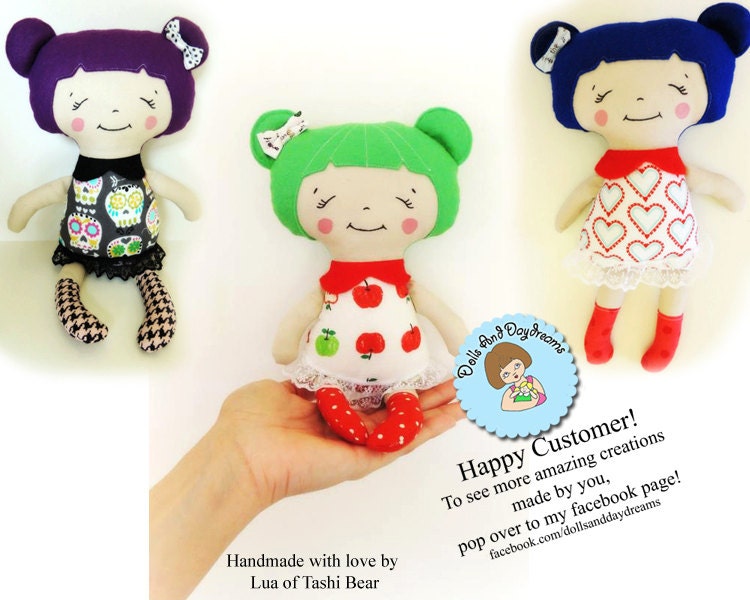 Small Doll Sewing Pattern PDF Pocket Size Cute Stuffed Fabric Cloth Dolly Tutorial Little Sister