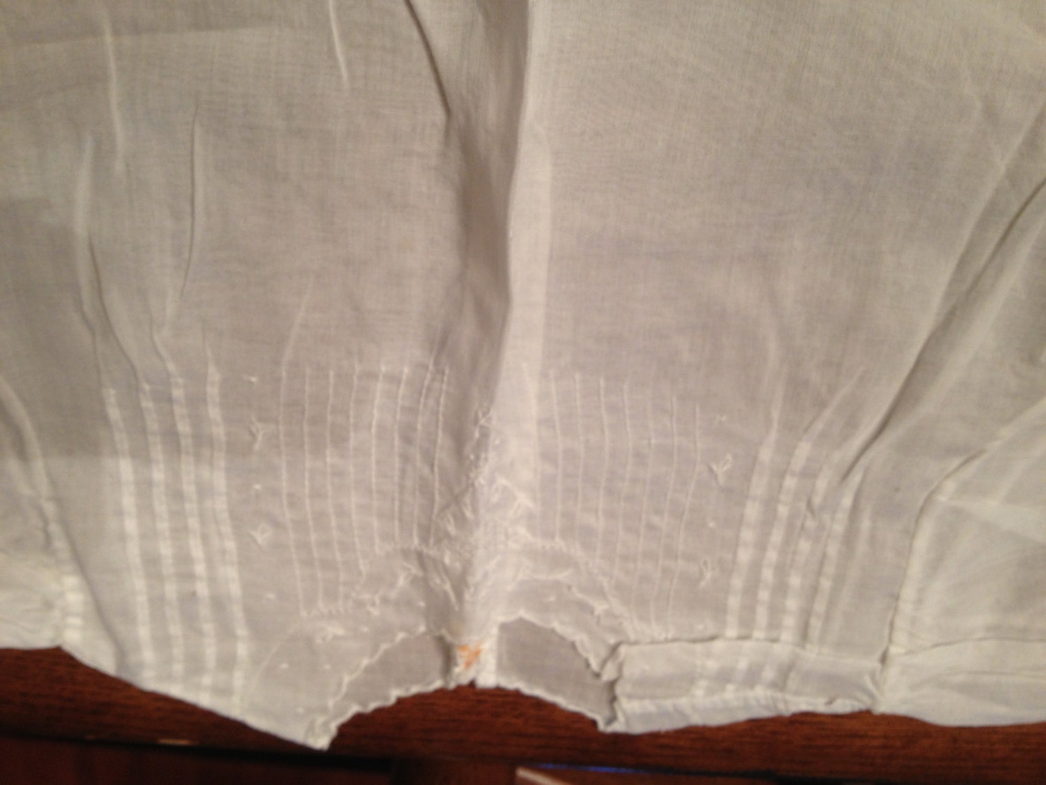 Vintage Baby Girl White Handmade Cotton Dress with Small White Flower Embroidery