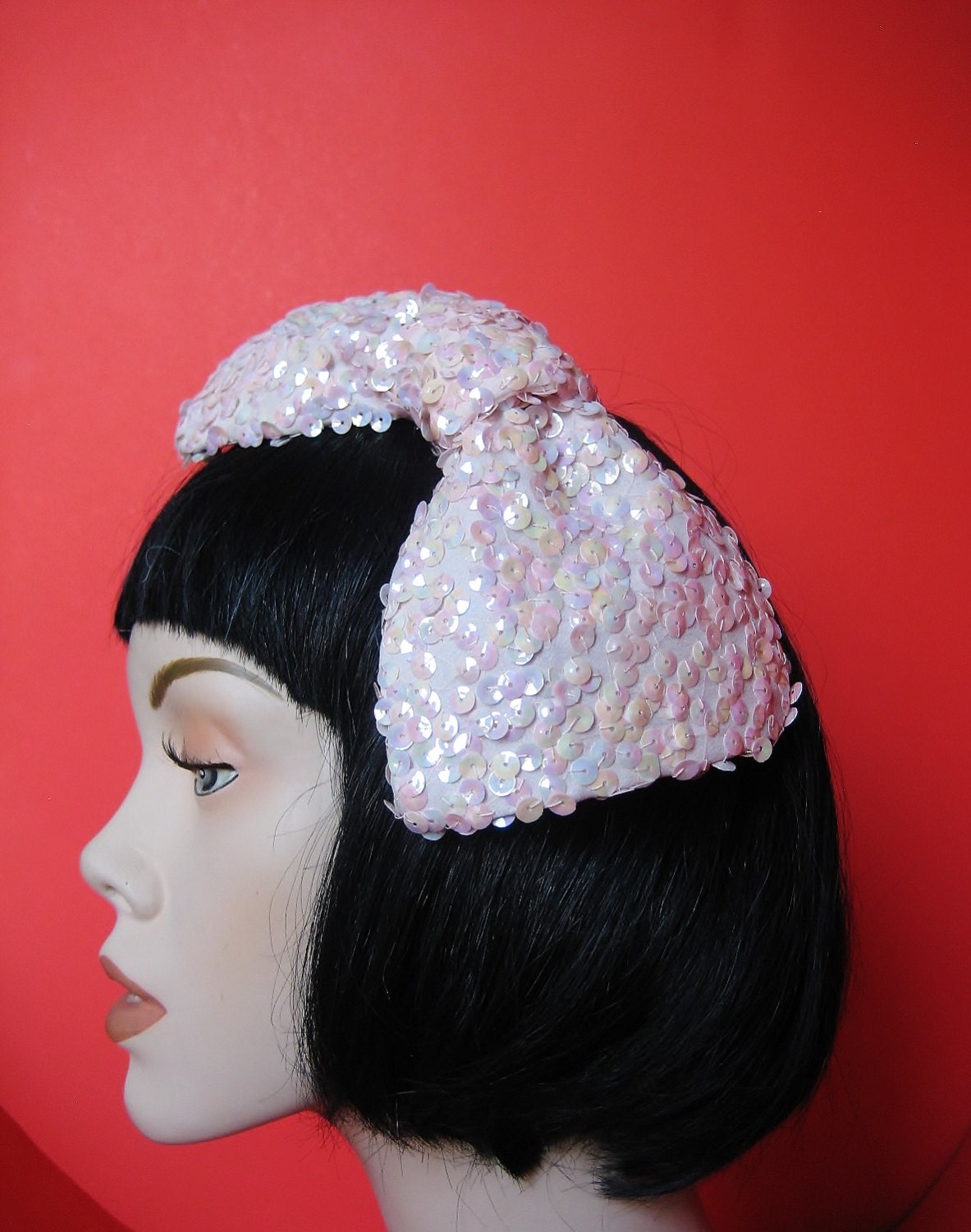 Flirt Bardot Bow in Pink Irridescent Sequins