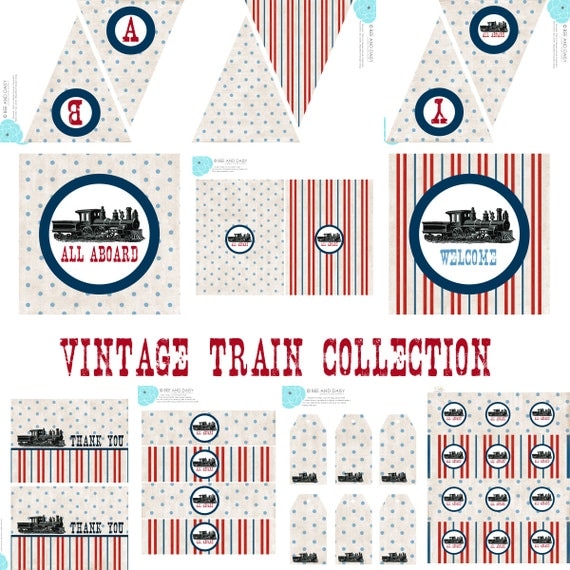 Free Printable Train Party Decorations | vintage train decorations for boys birthday party by Free Printable Train Party Decorations | vintage train decorations for boys birthday party by