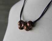 Rustic Copper Beads and Purple Leather Necklace