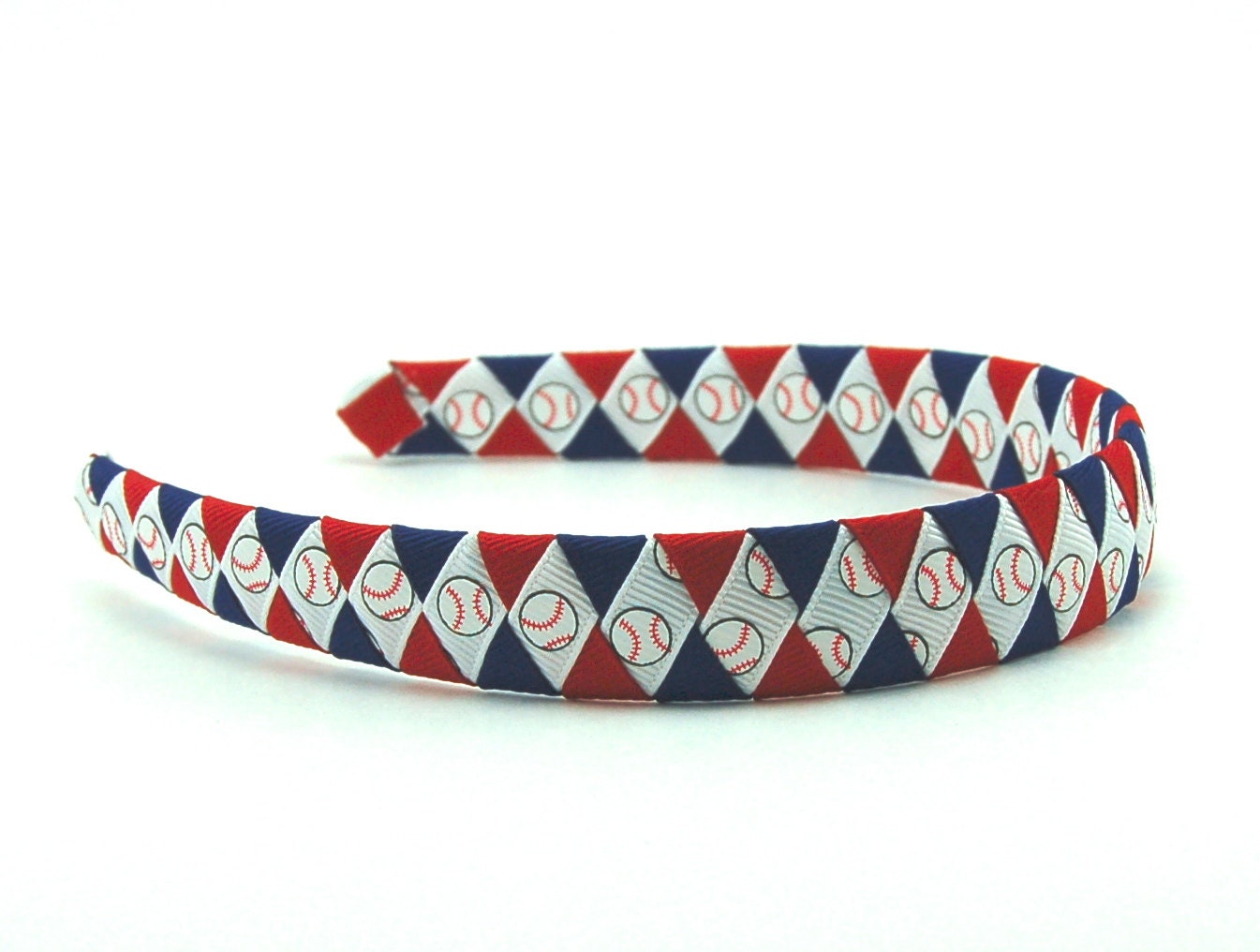 Red Blue Baseball Woven Headband - 4th of July Red White and Blue Woven Headband - Atlanta Braves