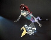 Red Hair Mermaid With Dolphin, Glass Sculpture by Wendy Williams