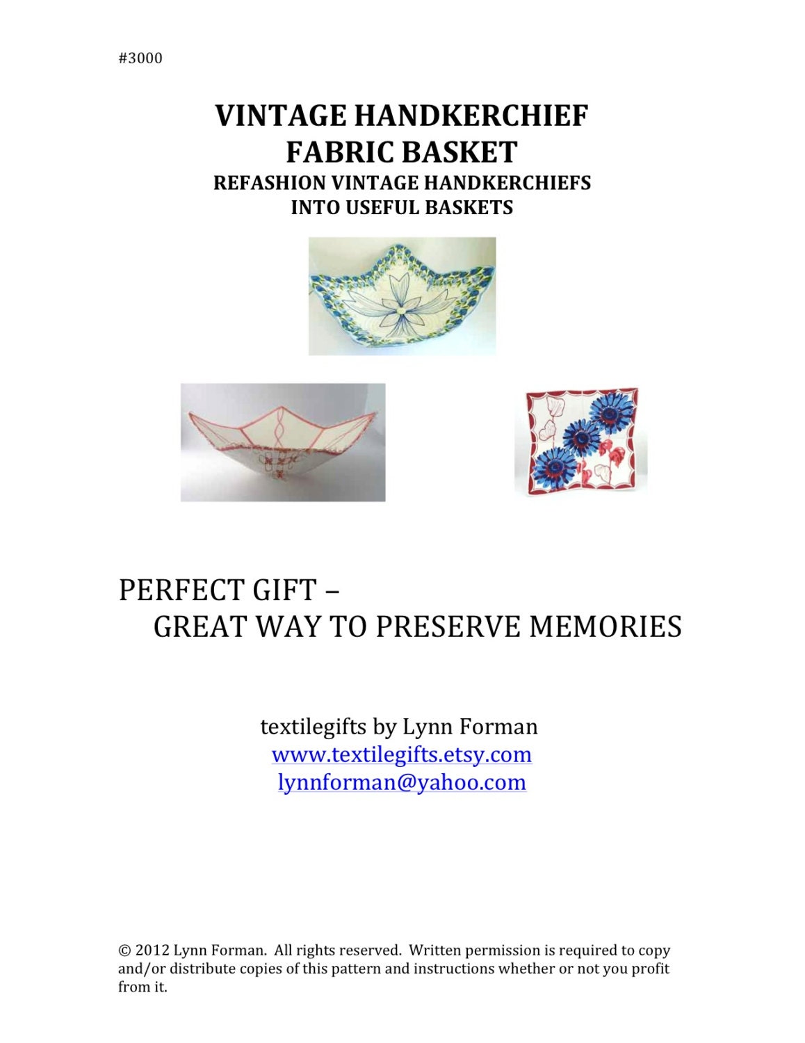 Pattern, Vintage Handkerchief Fabric Basket