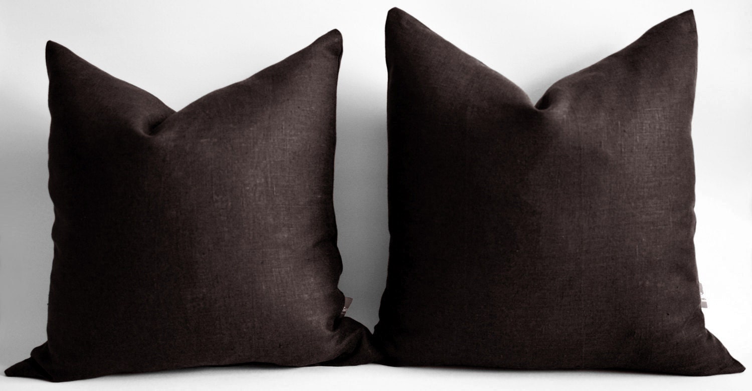 Sukan / 1 Linen Pillow Covers Dark Brown, Decorative Pillows, Throw Pillow Covers, Chevron Pillow Covers, Decorative Throw Pillows 24x24
