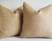 Sukan / 1 BURLAP Pillow Cover Natural - Decorative Throw Pillow Cover - Cushion Cover - Euro Shams - Burlap Cushion - 26 x 26 Pillow