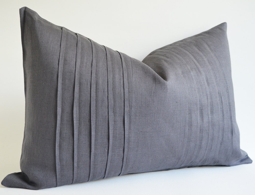 Sukan / 1 Gray  linen pillow cover - decorative throw pillow - gray lumbar pillow - designer pillow - 16x24 inch