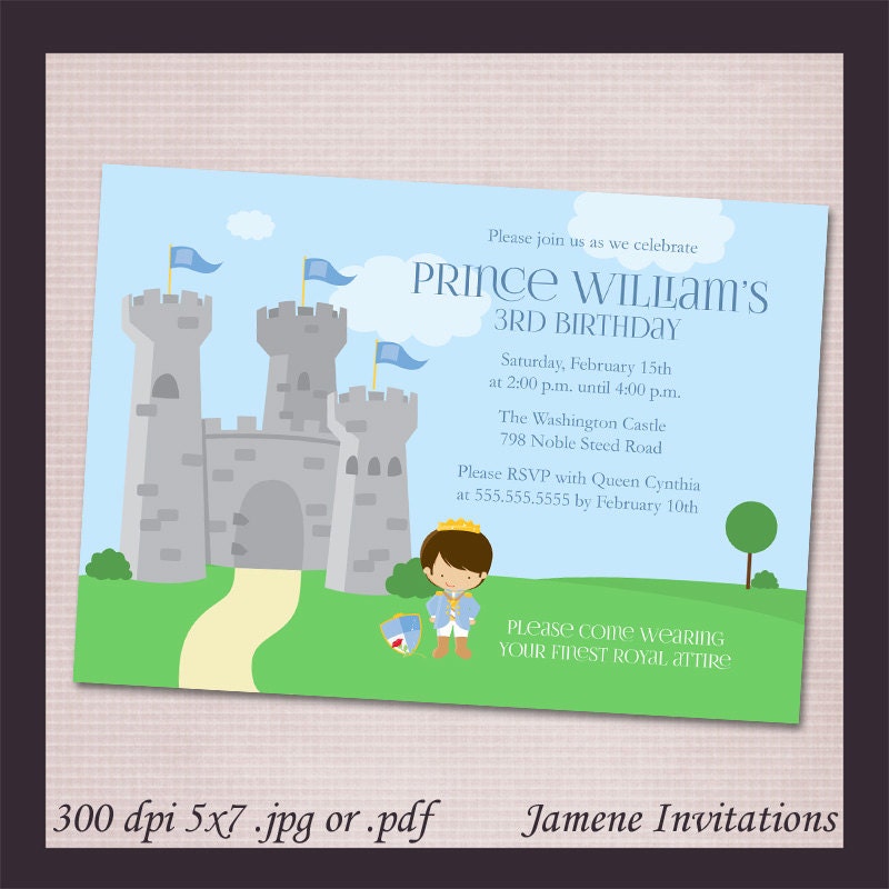 Prince Charming Boy's Birthday Party Digital Invitation - Print Your Own Il_570xn