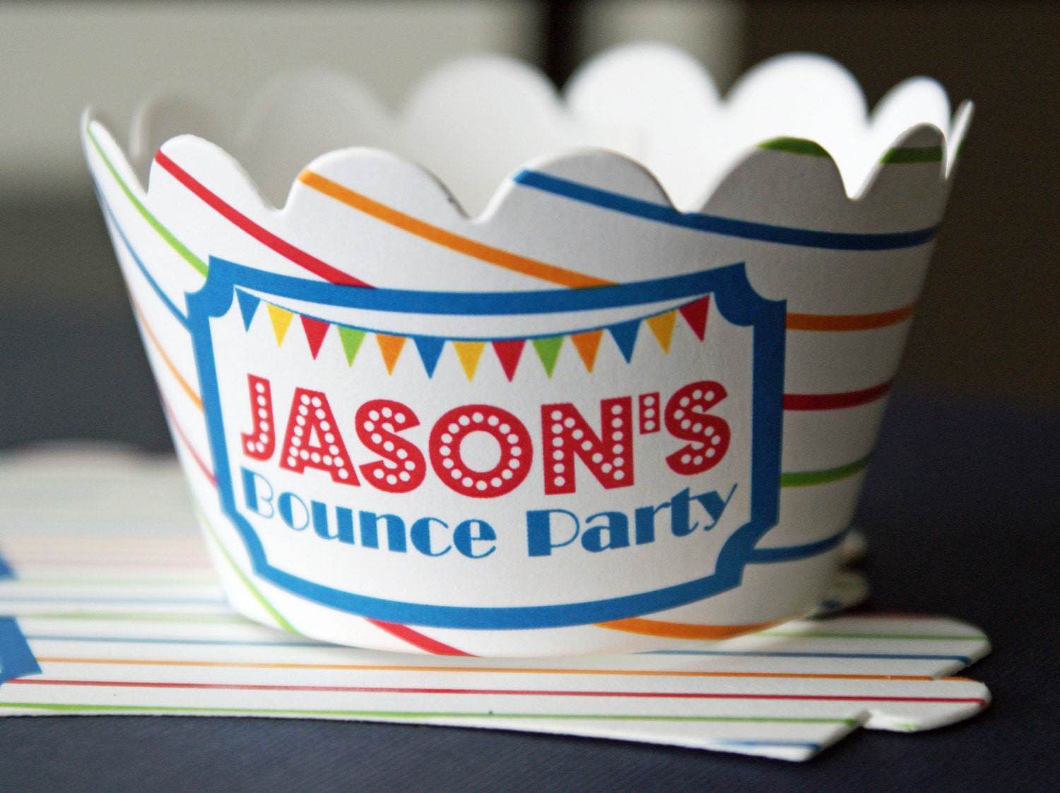 Set of 12 Boy's Bounce House Birthday Party Cupcake Wrappers Il_570xn