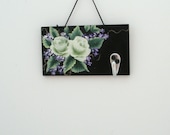 Hand Painted Roses Wooden Key Holder, Key Rack,  flower Decor, Key Hook Wall Organizer Under 50 dollar