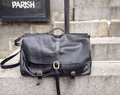 Island Hopping Duffel - travel bag - Black italian Leather -handstitched leather by Aixa
