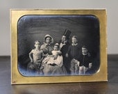 Very Rare c1850 WHOLE / FULL Plate Daguerreotype of Family / With China Doll