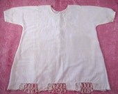 Antique baby dress/gown - white batiste w/tatting, pulled thread, embroidery - for doll reuse, display ca 1920s