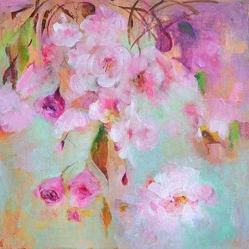 JAPANESE CHERRY  Original Abstract Painting on stretched Canvas 12 x 12