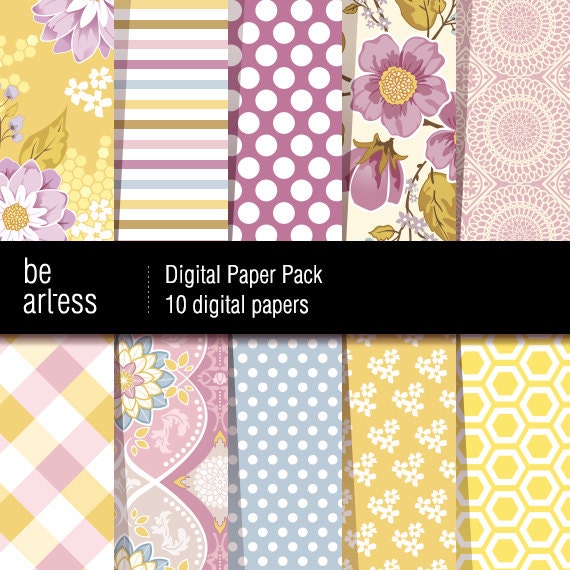 Shabby Chic Digital Paper Pack - Amelie's papers / 12x12 inches or 8x11 inches(A4) - DPP0044