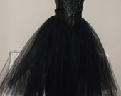 adult tutu skirt long black net tulle goth rock n roll steam punk wedding prom gypsy skirt  US size 14-20