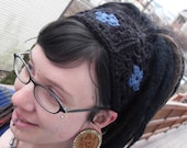 Black and Blue Crochet Headband
