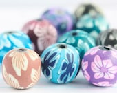 Assorted Fimo Polymer Clay Ball Beads - Multi Retro Rounds (11mm) x 10